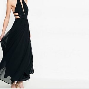 Strappy Cut Out Plunge Maxi Dress